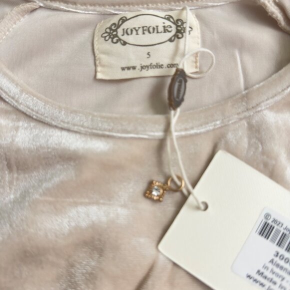 Joyfolie Aleena Girls Ivory Velvet High-Low Dress With Cap Sleeves size 5 new - Picture 2 of 10